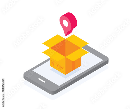 Delivery app tracking isometric concept stock illustration