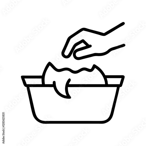 Hand washing clothes icon in black outline style