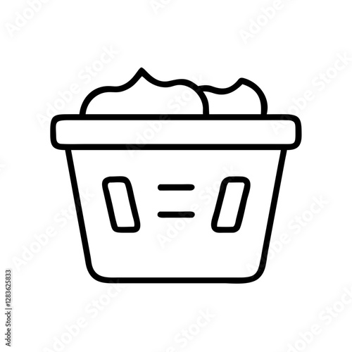 Minimalist black and white laundry basket icon