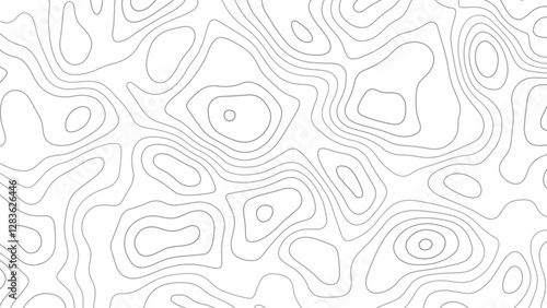 Topographic line pattern. Topography map. Contour geographic texture. Mountain background. Topograph terrain. Abstract relief geography. Geometric lines on white background. Vector illustration