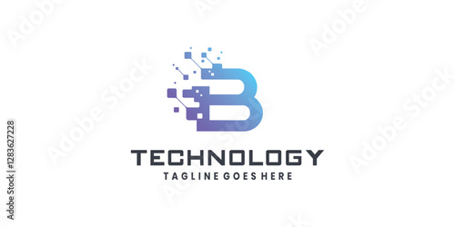 Letter B logo design for technology