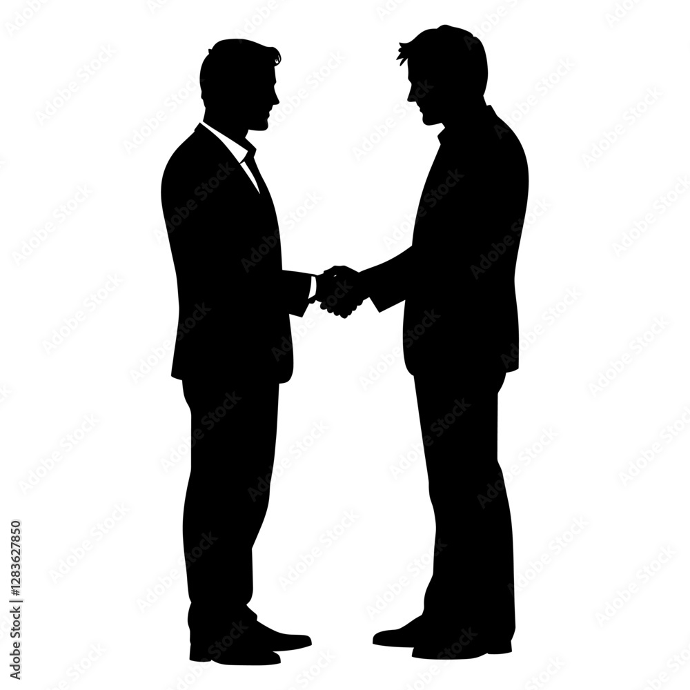 Business men shaking hands silhouette man collaboration vector Business men shaking hands silhouette man collaboration vector