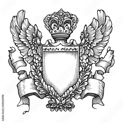 French style coat of arms Frame emblem symbol art vector