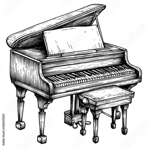 Piano piano black white vector