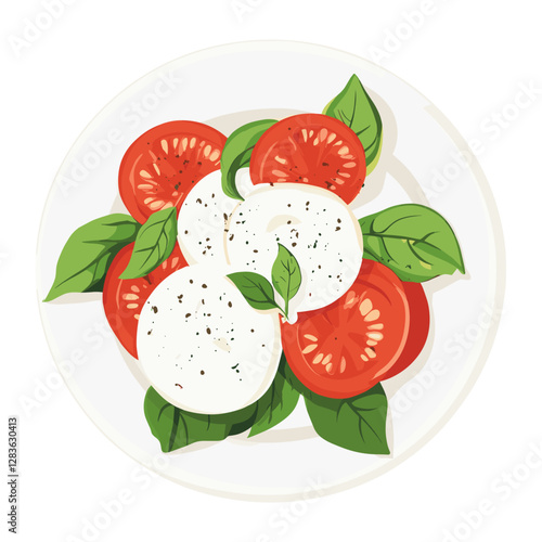 Caprese in a plate illustration food art vector