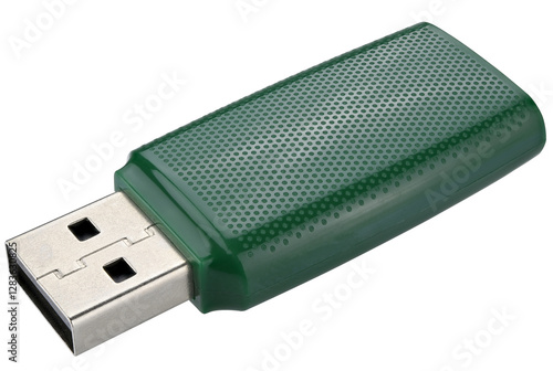 Vászonkép Green usb flash drive isolated on a transparent background