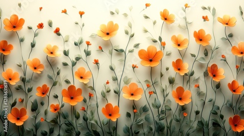 Elegant orange floral pattern background for spring or summer designs