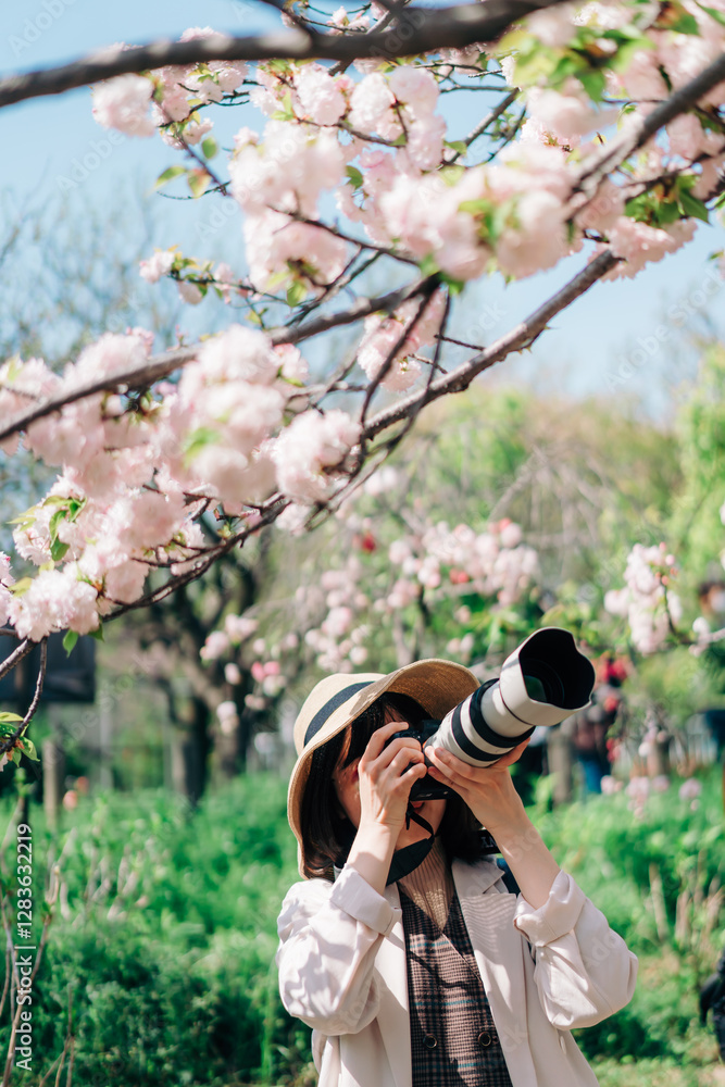 公園でチューリップや桜を撮る