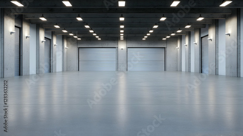 Wallpaper Mural Modern industrial garage interior with large doors Torontodigital.ca