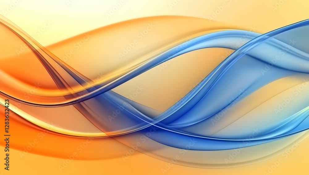 Obraz premium Abstract background with colorful waves, in the of orange and blue color
