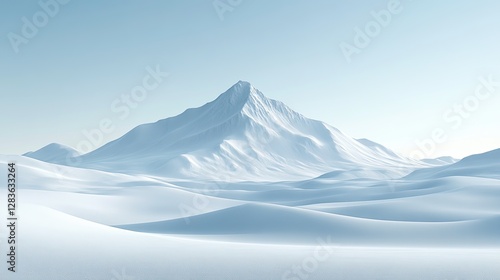 Wallpaper Mural Snowy Mountain Range, Calm Winter Landscape, Digital Art, Background Image Torontodigital.ca