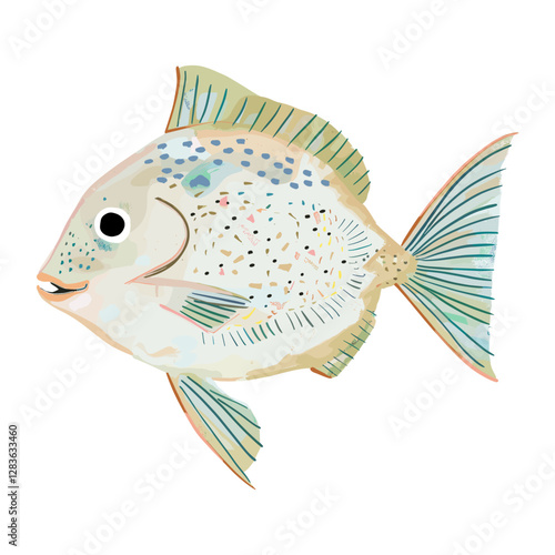 Cute flounder fish illustration whimsical underwater colorful vector