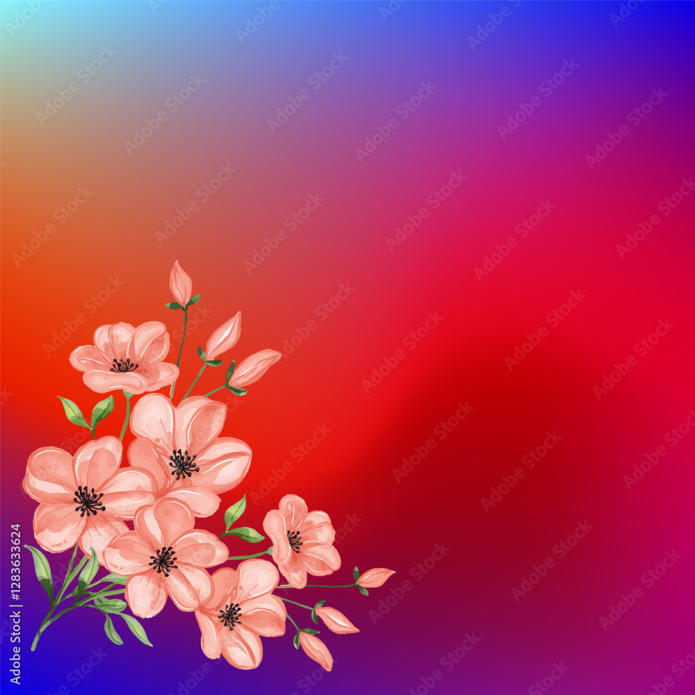 Naklejka premium pink background with flowers