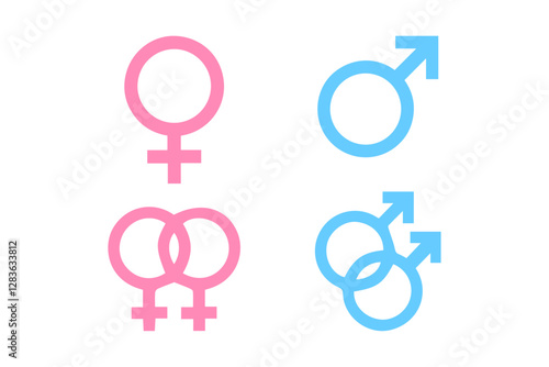 Gender symbol vector, Male, female sex sign gender equality icon vector illustration