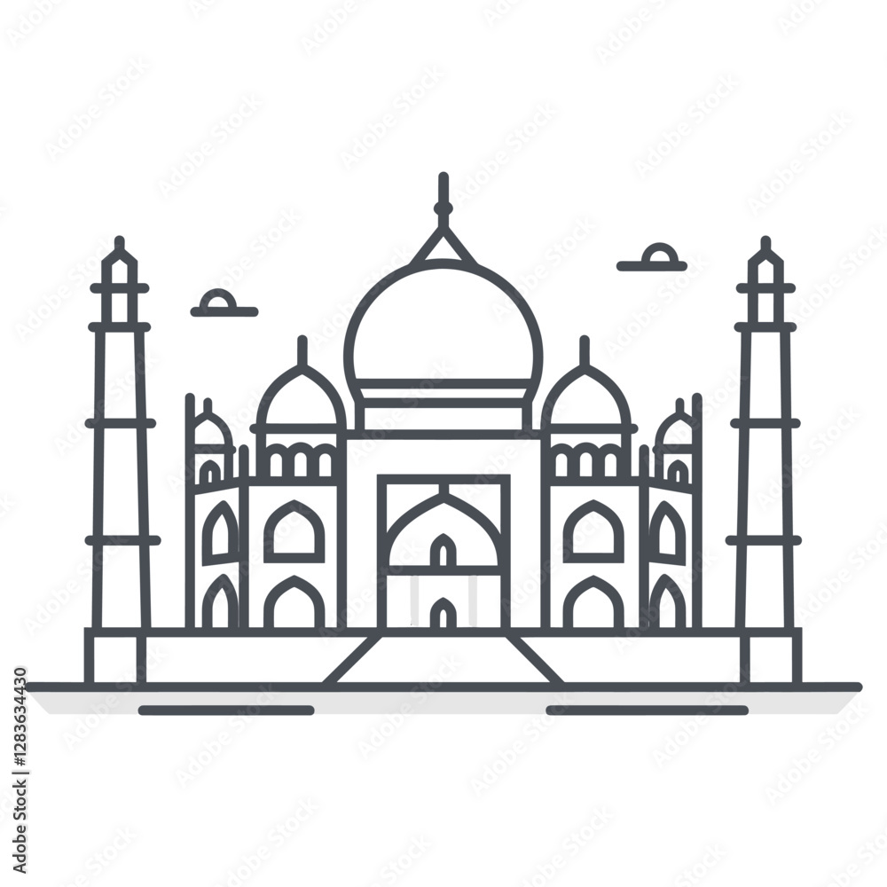 Fototapeta premium Golden mosque outline vector architecture minimalist drawing vector