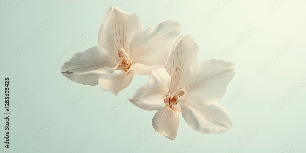 White orchid flowers isolated on a white background, simple and clean, in a minimalist White orchid flowers isolated on a white background, simple and clean, in a minimalist