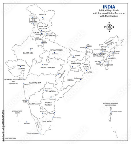 India Outline Map with States | India Political Outline Map with States and Borders