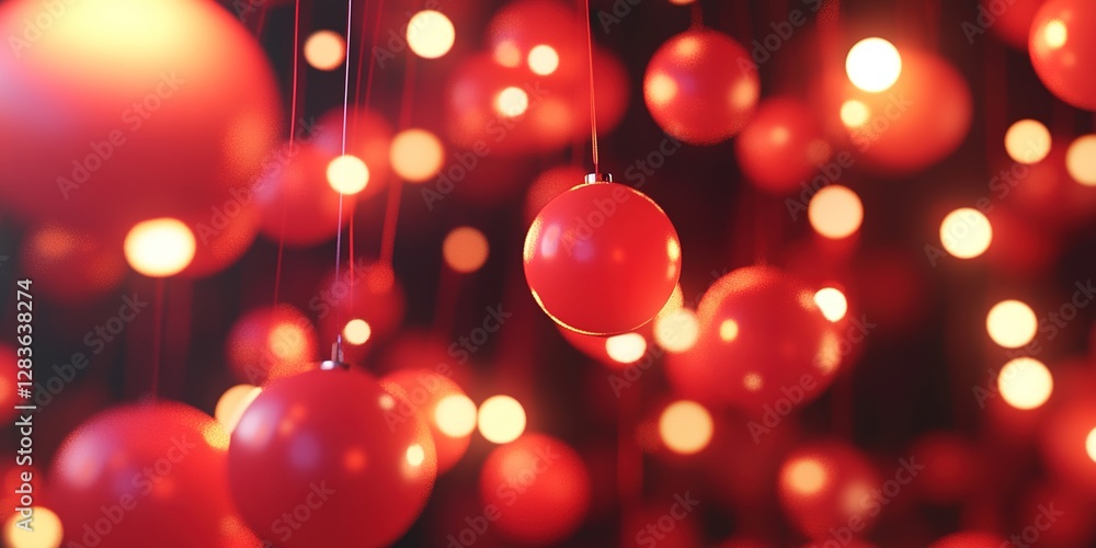 Aerial View of Chinese Lantern Array: 3D Illustration for New Year Festival. Multiple Red Ancient Lanterns with Depth, Hand-drawn Style on Light Background. High-end Festive Design for Posters and Dig