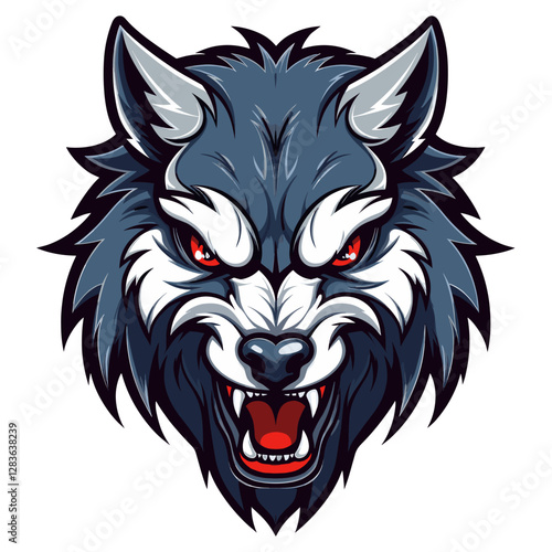 Werewolf head retro logo illustration animal expression vector