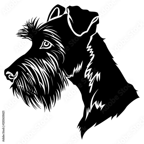 Collection portrait Airedale Terrier dog illustration silhouette airedale vector