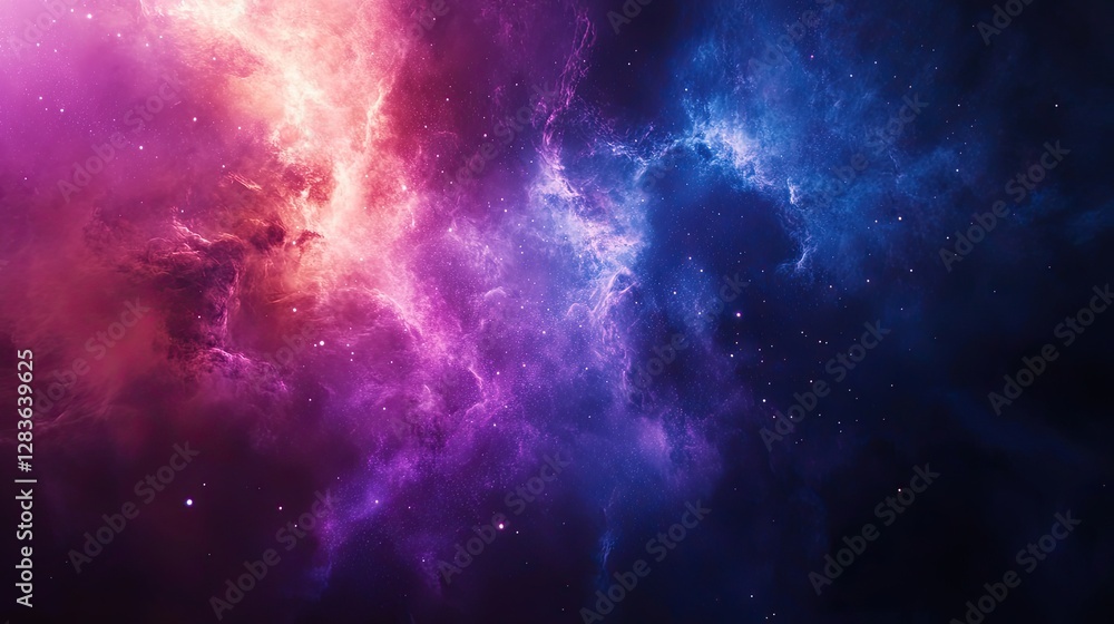 Fototapeta premium Celestial Symphony: A mesmerizing display of cosmic colors and swirling nebulas. This awe-inspiring image captures the vastness and beauty of space, with vibrant hues of purple, pink.