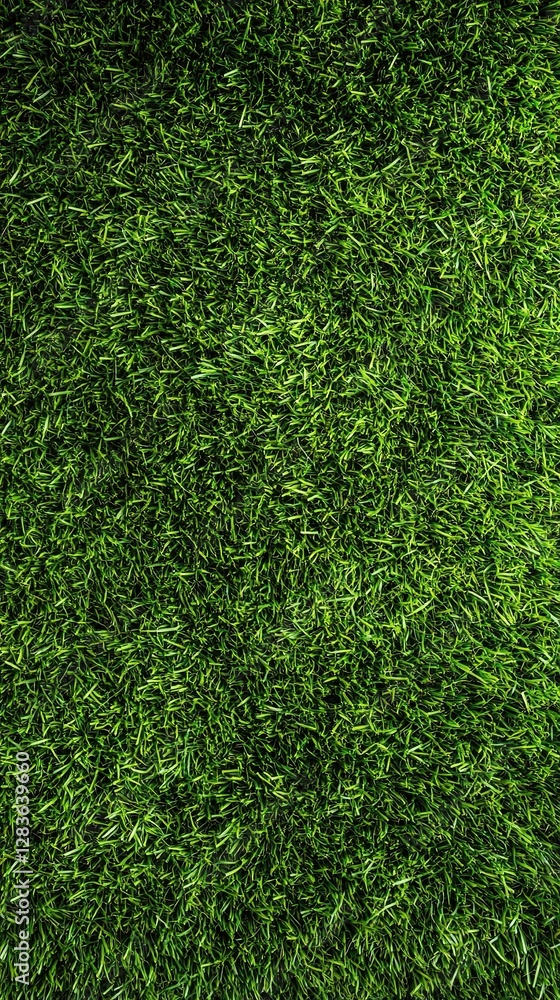 Fototapeta premium Lush Green Carpet: A vibrant and dense expanse of verdant green carpet texture, evoking the feeling of a freshly mown lawn or a natural outdoor space.