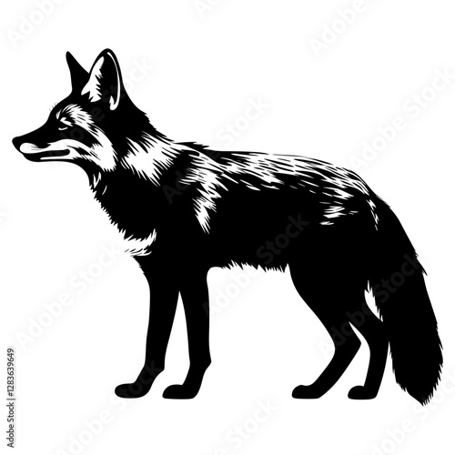 Wild fox illustration wildlife stencil vector