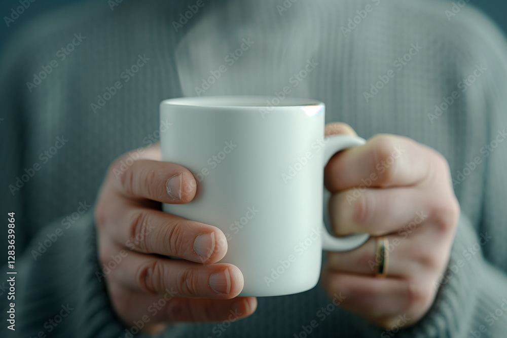 Cozy sweater and steaming tea create a warm atmosphere in a tranquil setting Cozy sweater and steaming tea create a warm atmosphere in a tranquil setting