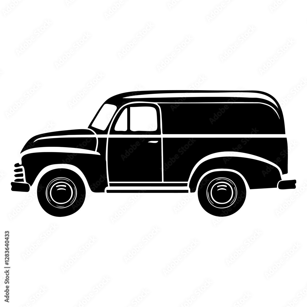 Vehicle illustration black retro vector Vehicle illustration black retro vector