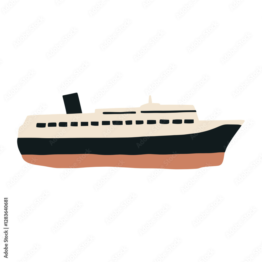 Realistic steam ocean liner illustration simple ship vector Realistic steam ocean liner illustration simple ship vector