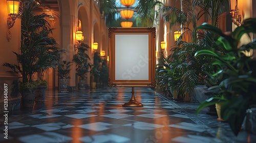 Elegant Gold Frame Stands In Luxurious Indoor Garden