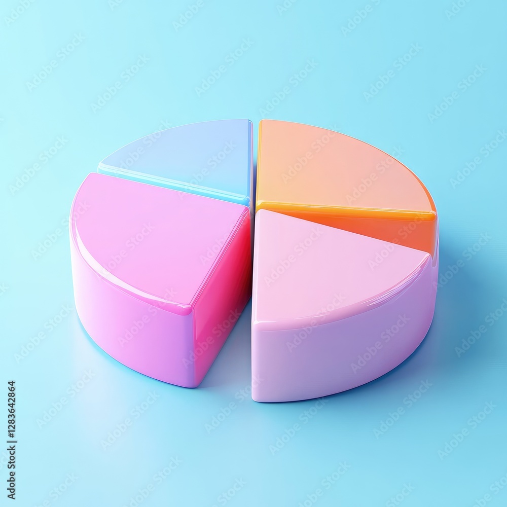 Obraz premium A colorful pie chart illustrates four sectors of a pie