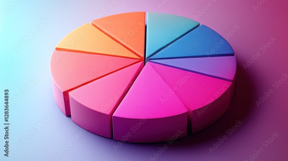 Obraz premium Colorful 3D Pie Chart: Data Visualization