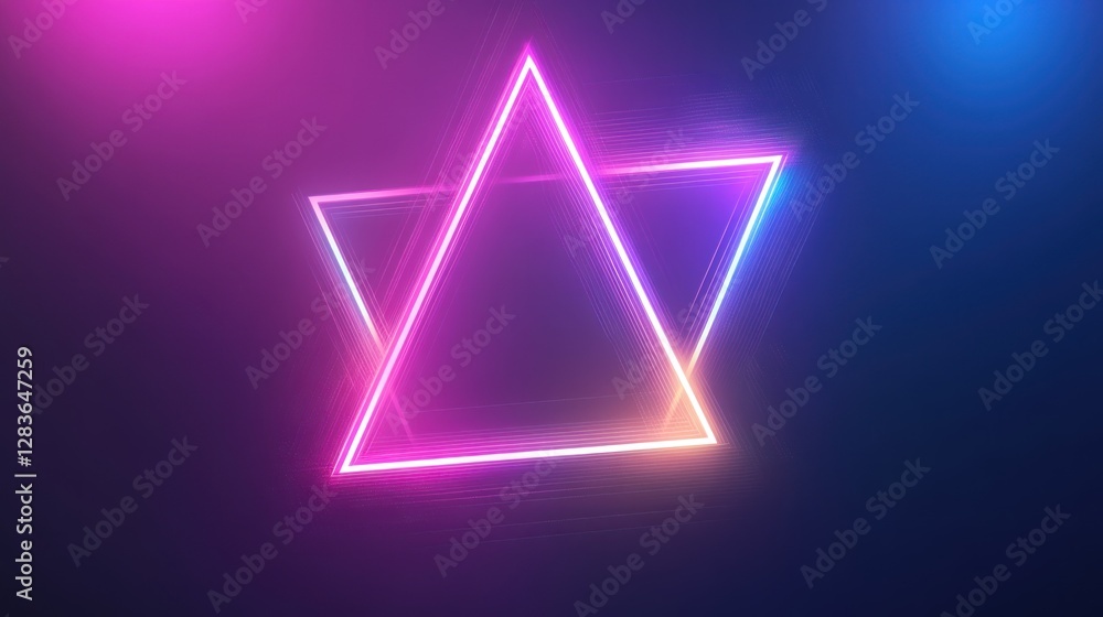 Obraz premium Abstract Neon Triangle with Vibrant Pink and Blue Gradient Background