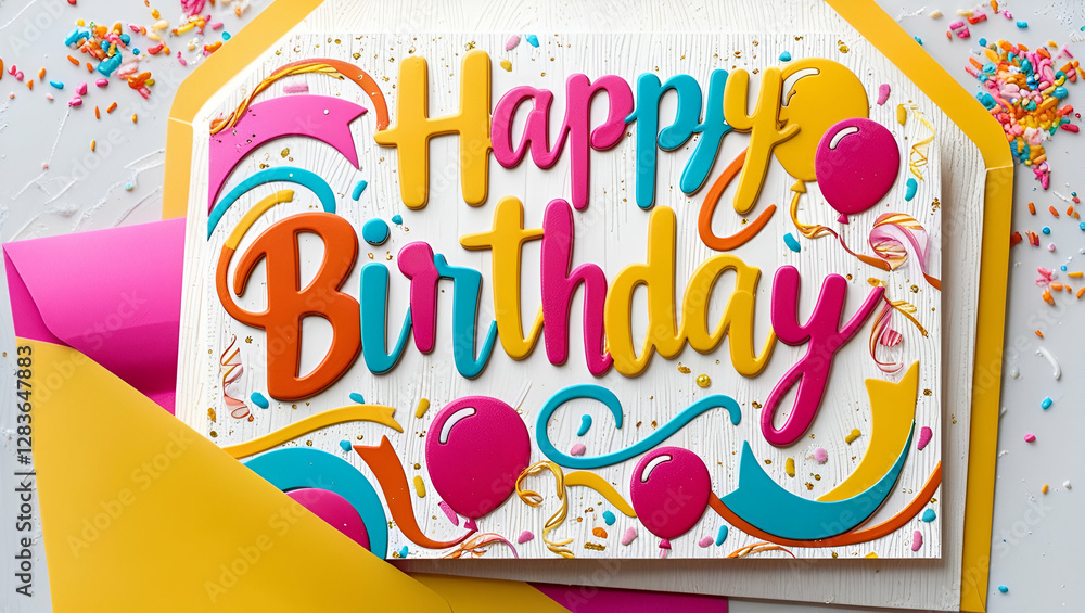 Fototapeta premium A Special Day Message A Charming Birthday Card with Elegant Design and Thoughtful Words to Brighten Someone s Day