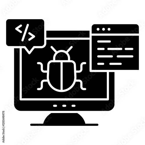 Conceptual flat design icon of computer bug