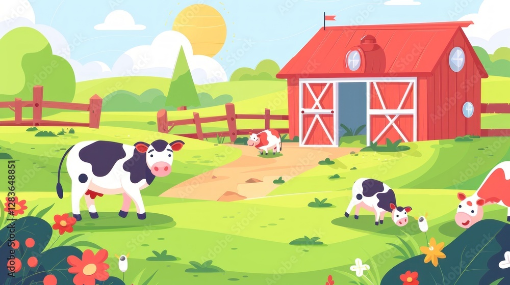 view of a cattle farm decorated with houses view of a cattle farm decorated with houses