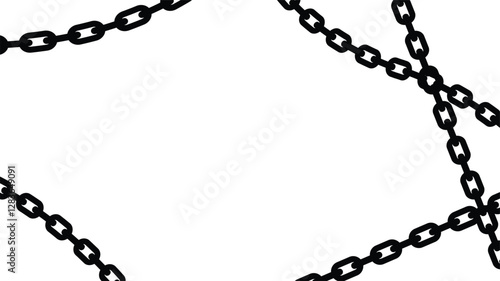 iron chain set from straight to curved. vector illustration isolated on white background.