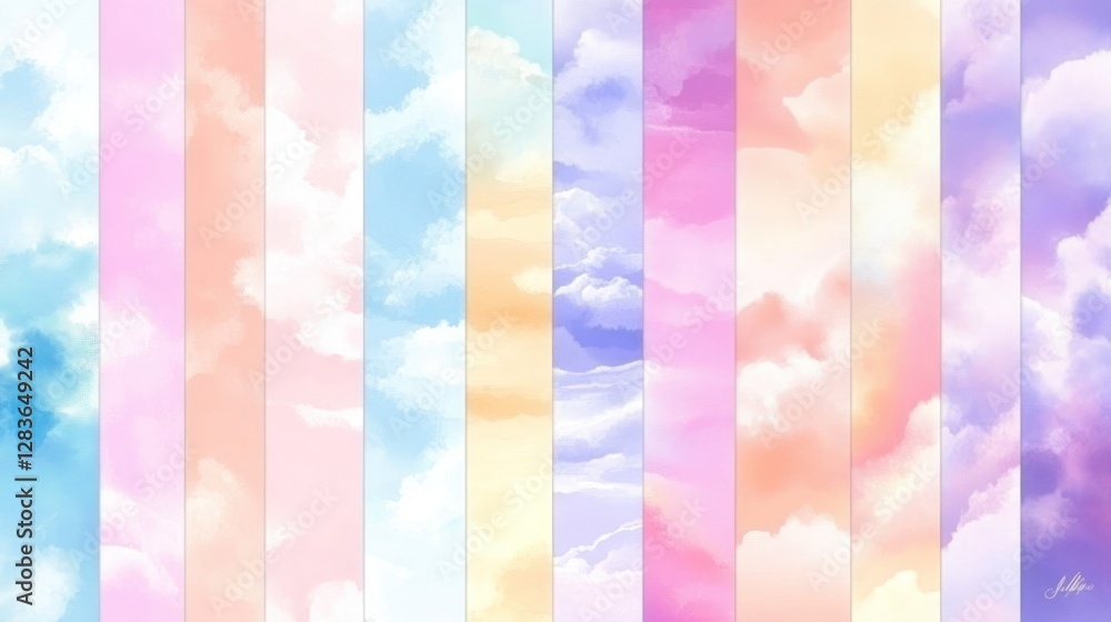 Pastel cloudscape collection offering serene and dreamy sky backgrounds Pastel cloudscape collection offering serene and dreamy sky backgrounds