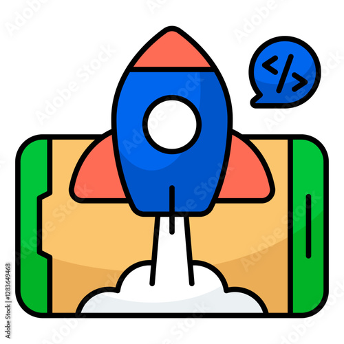 A unique design icon of mobile launch