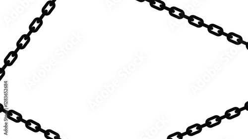 iron chain set from straight to curved. vector illustration isolated on white background.