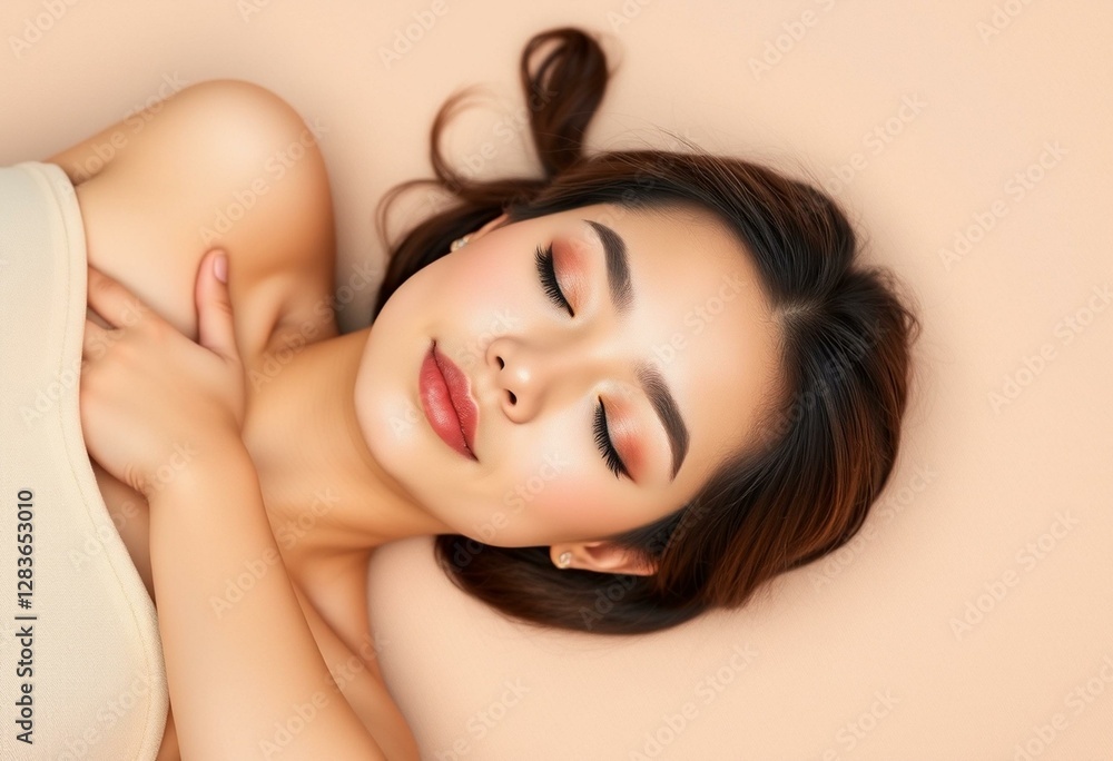 Relaxed female portrait with eyes closed Relaxed female portrait with eyes closed