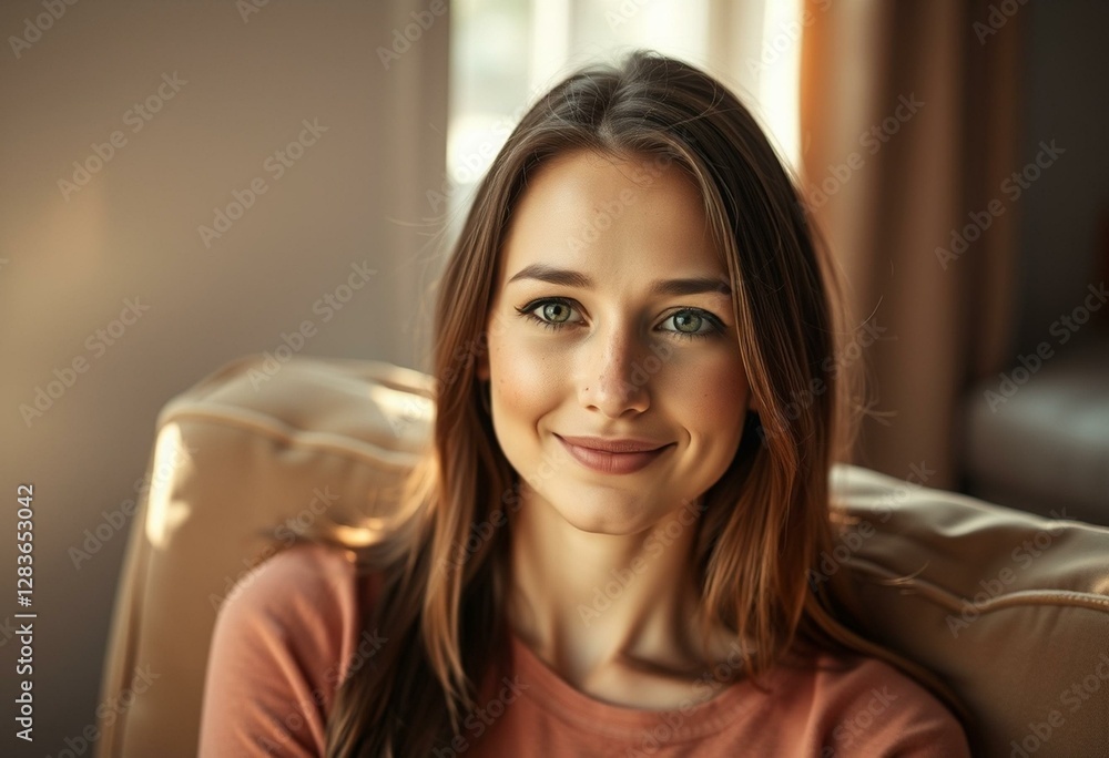 Female portrait with freckled face in natural light Female portrait with freckled face in natural light