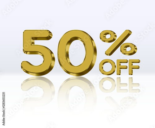 50% discount. golden 3d number. Special sale offer with 50% discount. Sale discount offer.