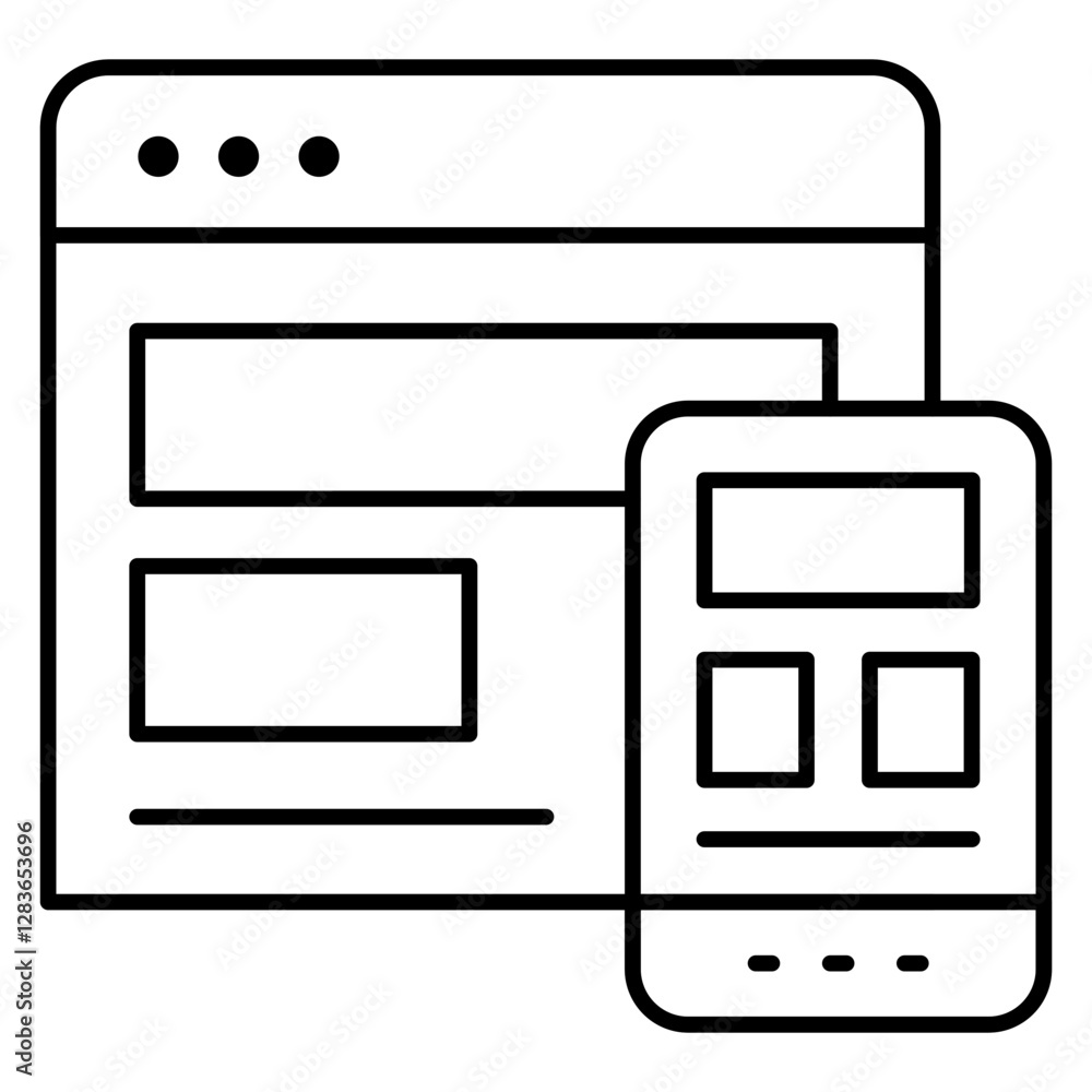 A flat design icon of responsive design A flat design icon of responsive design