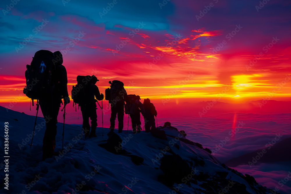 Fototapeta premium The sky is filled with vibrant colors, creating a serene and peaceful atmosphere