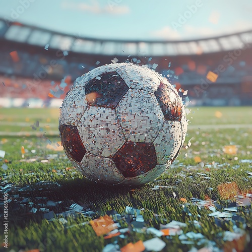 Close-up Soccer Ball on Vibrant Green Field - Professional Sports Equipment Photography