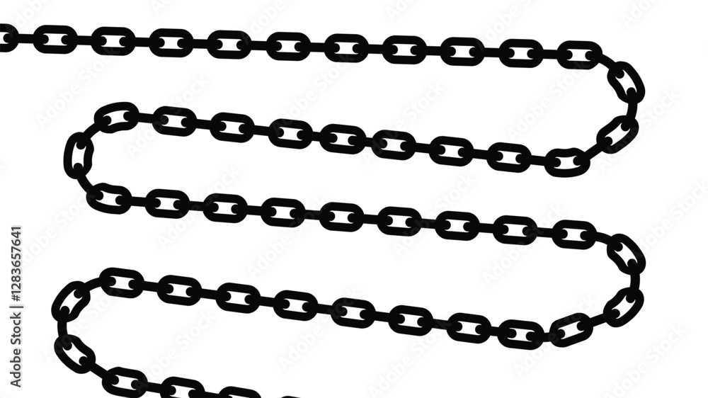 iron chain set from straight to curved. vector illustration isolated on white background. iron chain set from straight to curved. vector illustration isolated on white background.