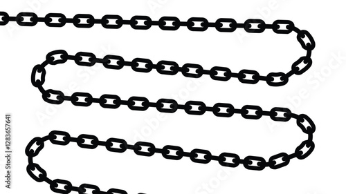 iron chain set from straight to curved. vector illustration isolated on white background.