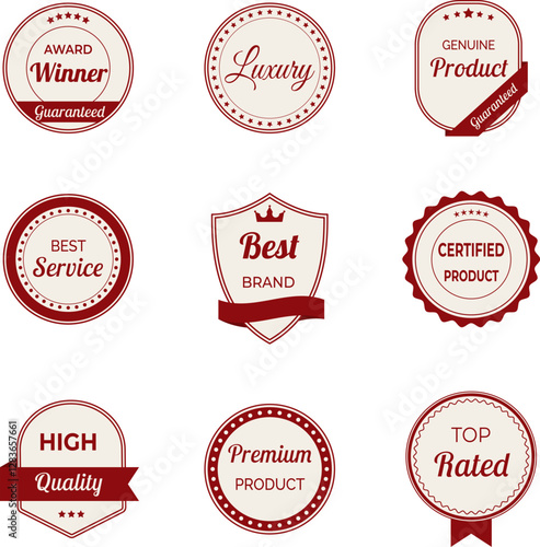 High quality labels vector set. Includes badges, emblems and tags in retro style. Ideal for premium and exclusive designs.